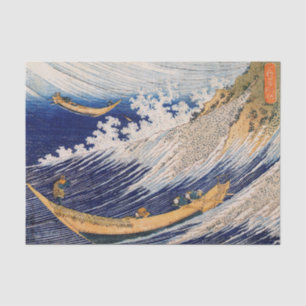 Papel De Seda Barcos do Mar de Ondas do Oceano Hokusai