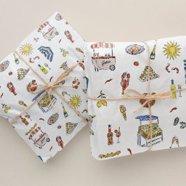 Papel De Seda Barrafa de Verão italiana mediterrânica