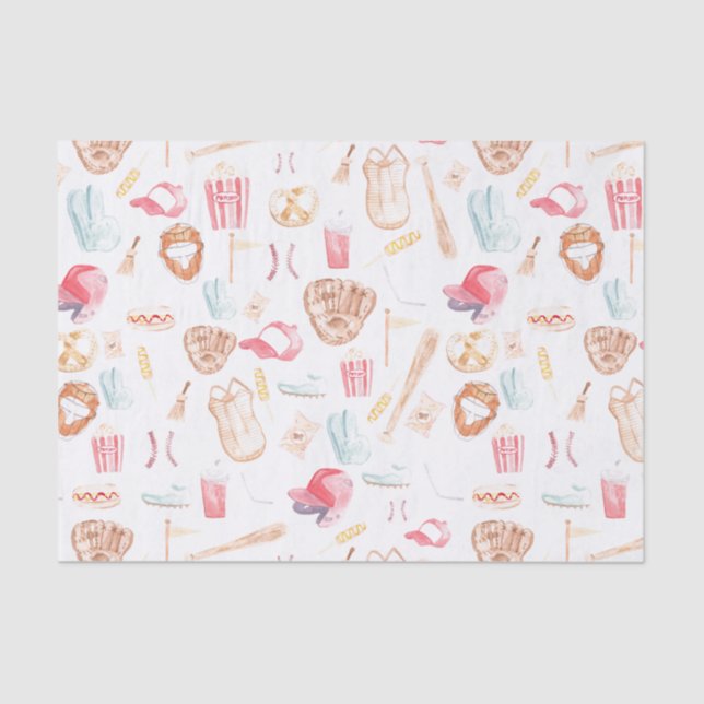 Papel De Seda Baseball em Aquarela (Frente )