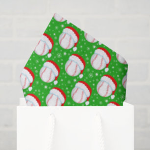 Papel De Seda Basebol Usando Chapéu do Papai Noel & Flocos de Ne