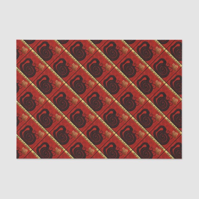 Papel De Seda Bastante Cobra chinês Ano Zodiata Bronco (Frente )