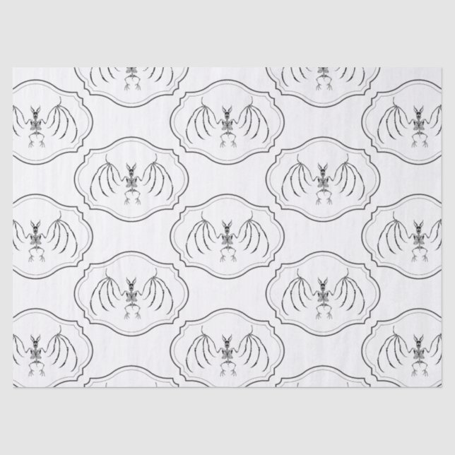 Papel De Seda Bat Skeleton Gótico Spooky (Frente )