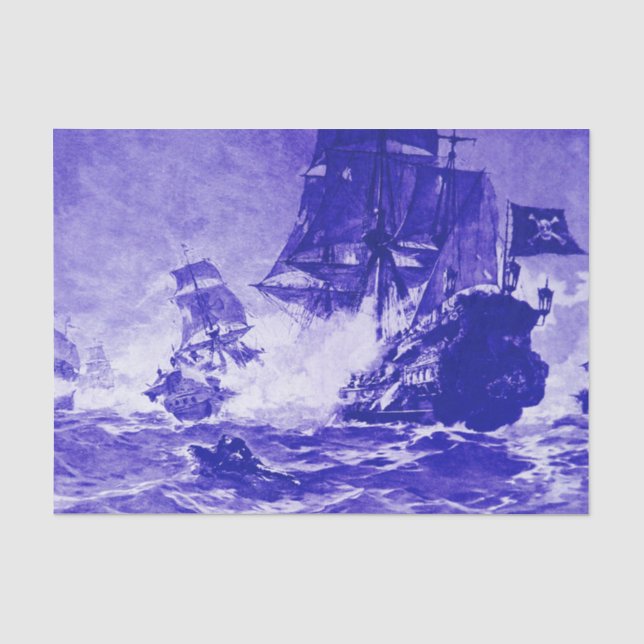 Papel De Seda BATALHA DO PIRATE SHIP EM azul (Frente )