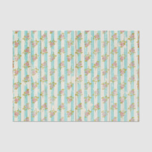 Papel De Seda Batata de Madeira Rústica Pastel Azul Floral Chic