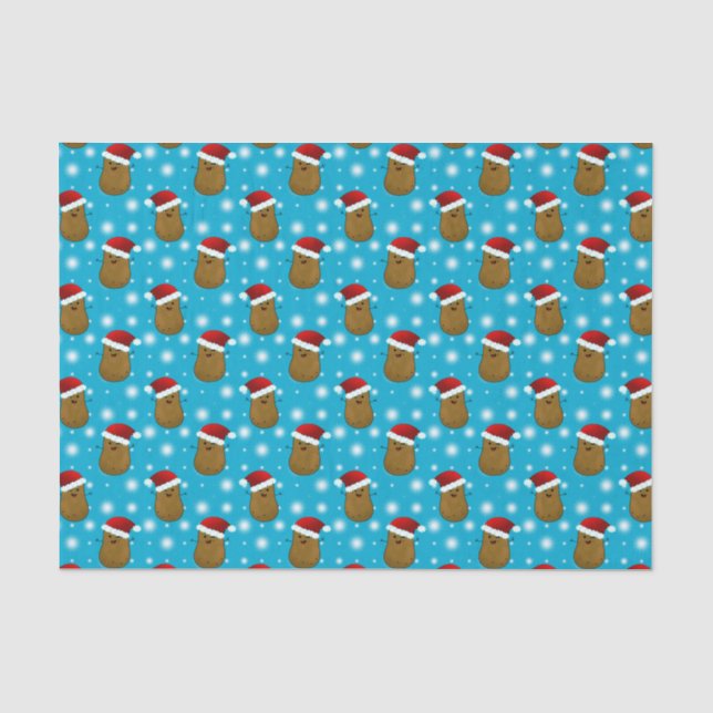 Papel De Seda Batatas de Natal Usando Chapéus de Papai Noel (Frente )