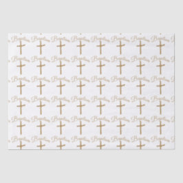 Papel De Seda Batismo Dourado da Palma