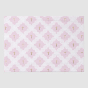 Papel De Seda Batismo elegante de padrão branco-transversal cor-
