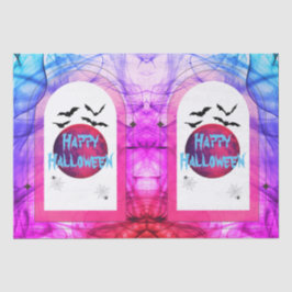 Papel De Seda Bats Moon Spooky Assustador Púrpura Rosa Feliz Hal