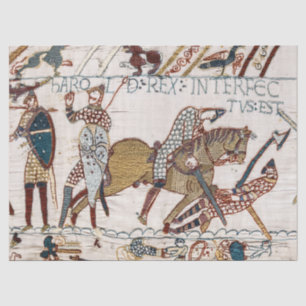 Papel De Seda BAYEUX TAPESTRY Morte do Rei Harold na Batalha