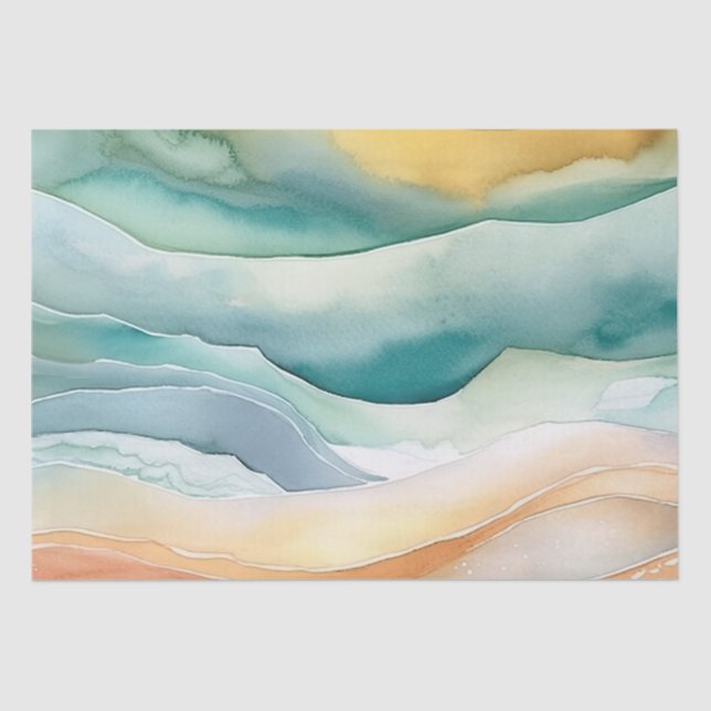 Papel De Seda Beach Aqua Green Ocean Cream Weding (Frente )