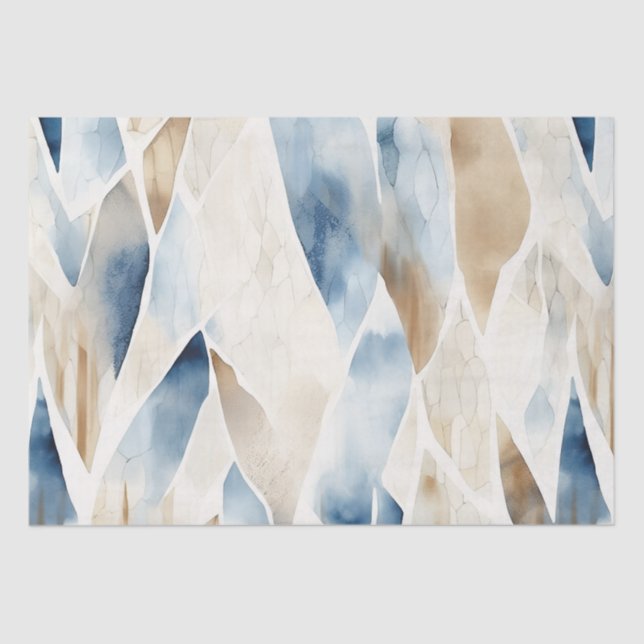Papel De Seda Beach Cream Blue Abstrato (Frente )