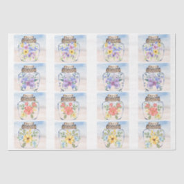 Papel De Seda Beachy Pastel Watercolor Florals & Jar  Decoupage 