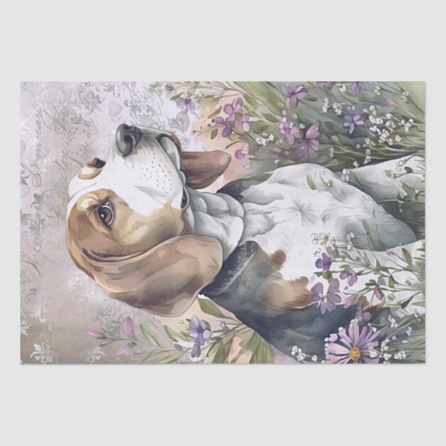 Papel De Seda Beagle Floral Dog (Frente )