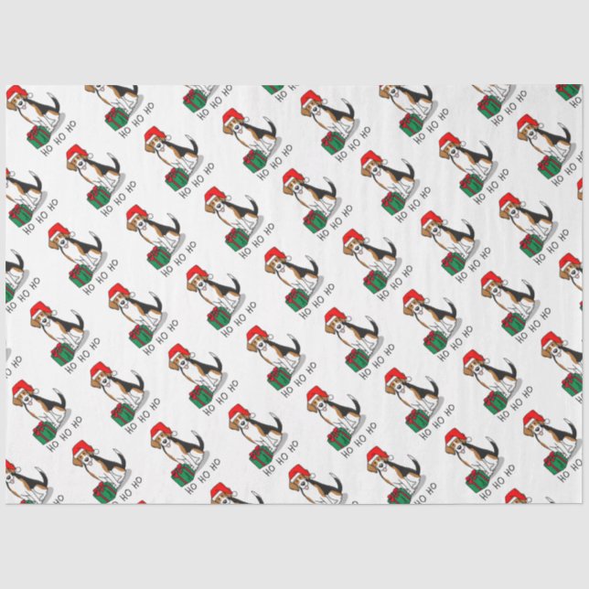 Papel De Seda Beagle Natal Santa Hat (triz cor 3) (Frente )