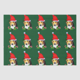 Papel De Seda Beagle no Natal Hat
