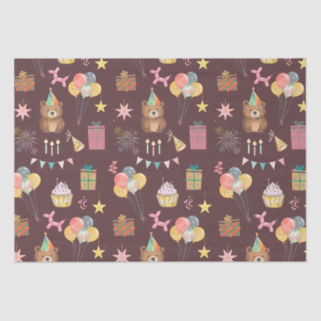 Papel De Seda Bear Birthday (Frente )