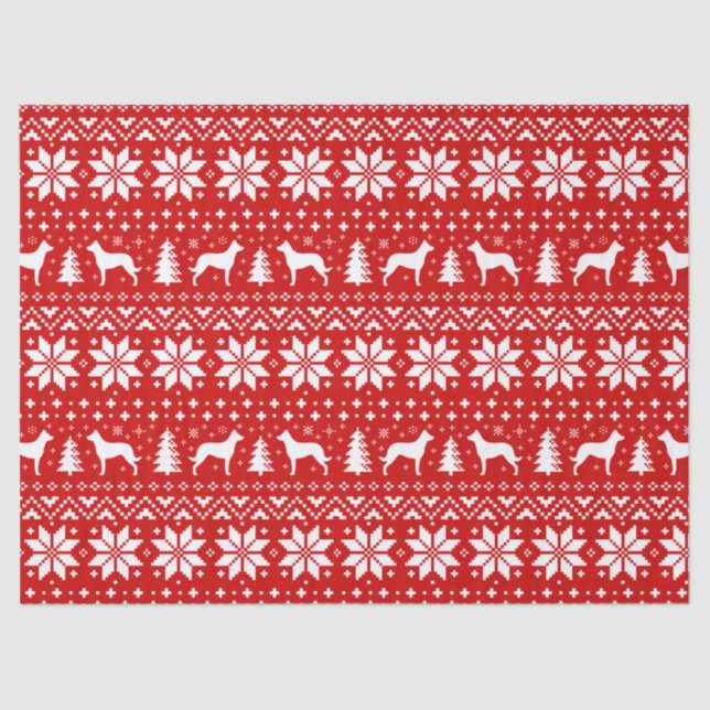 Papel De Seda Beauceron Silhouettes Padrão de Natal Vermelho (Frente )