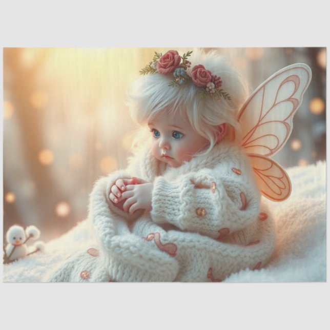 Papel De Seda Beautiful Fairy and Baby Fantasy Art Tissue Paper (Frente )