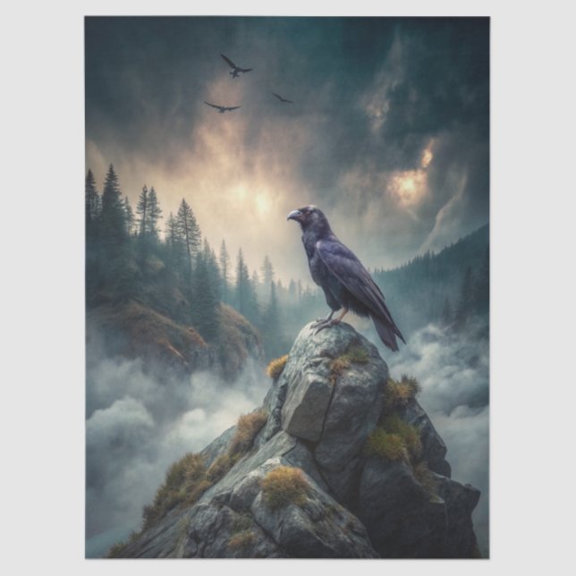 Papel De Seda Beautiful Fantasy Gothic Raven  (Frente )