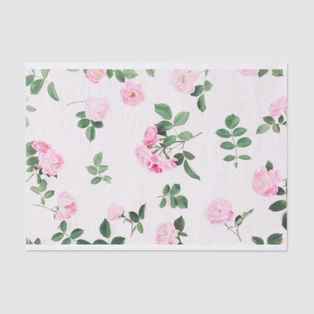 Papel De Seda Beautiful Shabby Chic Pink Roses Tissue Paper (Frente )