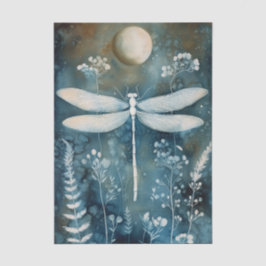 Papel De Seda Beautiful White Dragonfly Cyanotype Printing