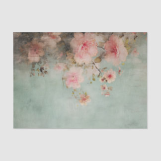 Papel De Seda Beautifully Distressed Pink Flowers on Edge of