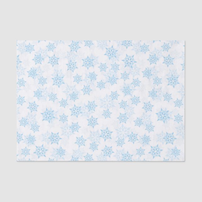 Papel De Seda Bebê Azul Flocos de Neve Natal Branco Natal (Frente )