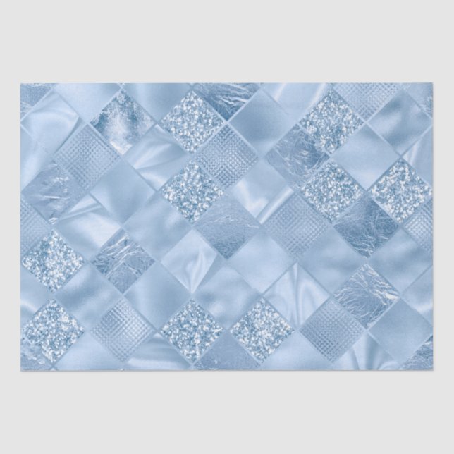 Papel De Seda Bebê Azul Glitter e Telhas de Diamante de Folha El (Frente )