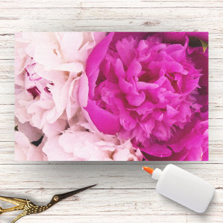 Papel De Seda Bebê Elegante Rosa e Peônias Francêsas