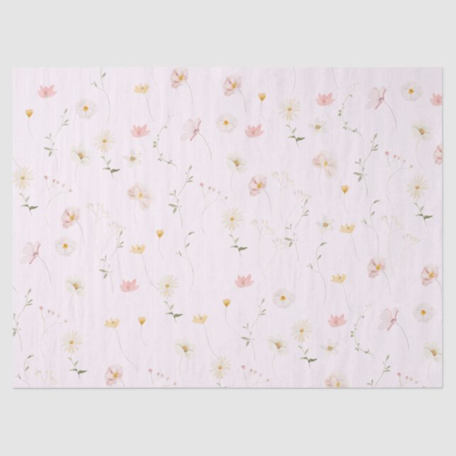 Papel De Seda Bebê Floral de Flor Rosa-Rosa Esbranquiçado em San (Frente )