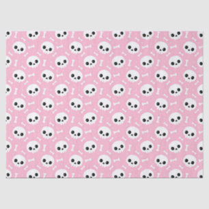 Papel De Seda Bebê Fofo Caveira e Ossos Rosa Padrão de Halloween