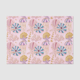 Papel De Seda Bebê Menina Rosa Debaixo do Mar Brilhante