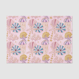 Papel De Seda Bebê Menina Rosa Debaixo do Mar Brilhante