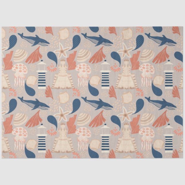 Papel De Seda Bebê no Chá de fraldas náutico Conselho (Frente )