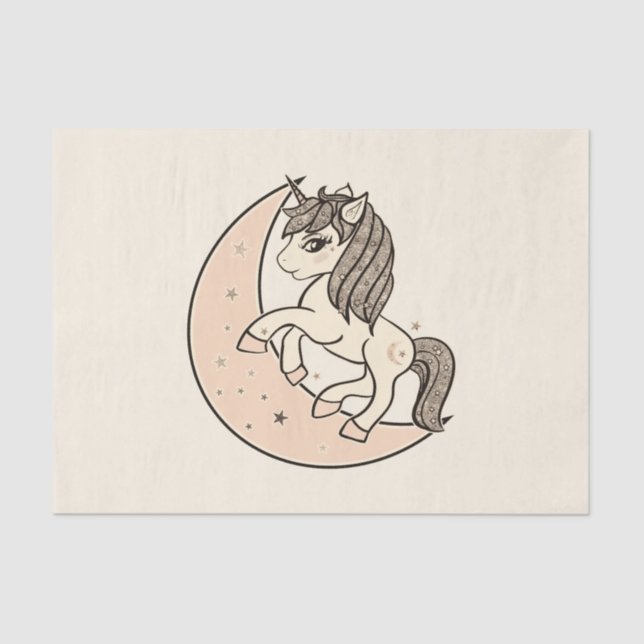 Papel De Seda Bebê Rosa Bege Celestial Moon Chá de Bebê (Frente )