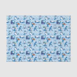 Papel De Seda Bebê - selos azuis