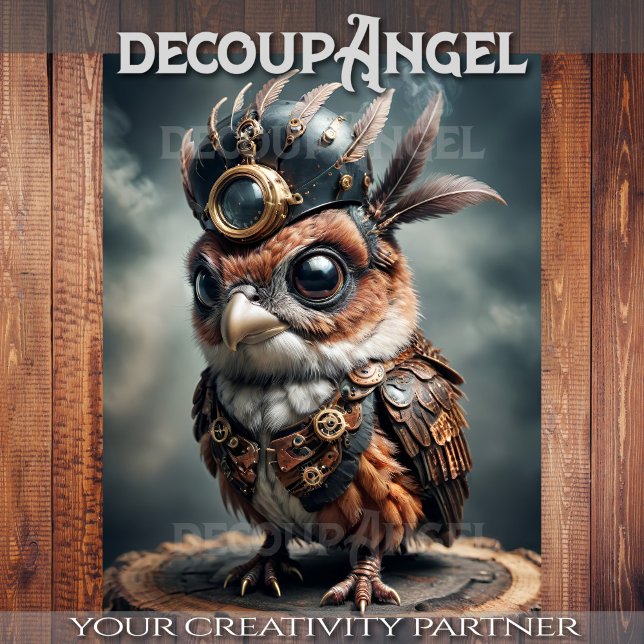 Papel De Seda Bebê Steampunk Owl - Decoupage (Criador carregado)