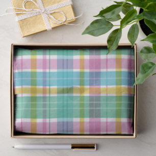 Papel De Seda Bebê Xadrez Pastel Rosa Azul Verde