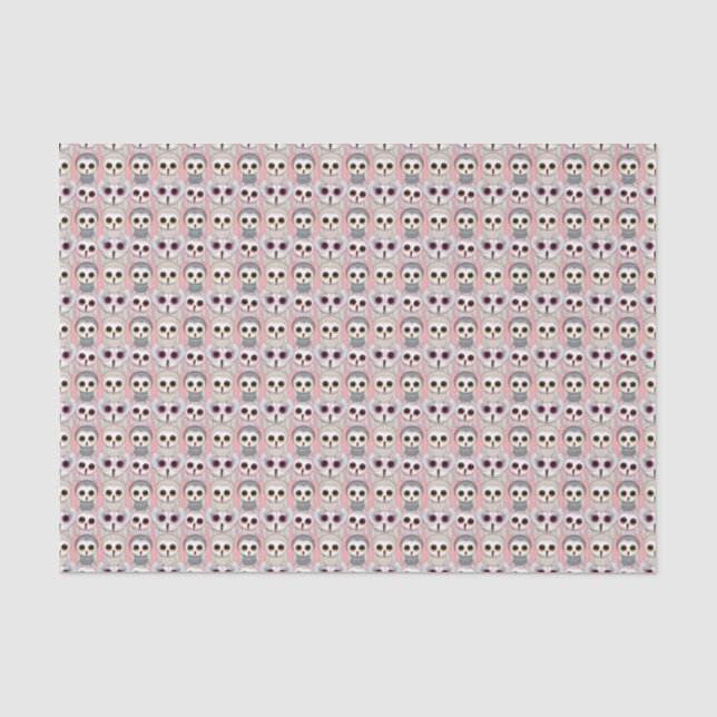 Papel De Seda Bebês Corujas em Padrão de Fundo Rosa Pálido (Frente )