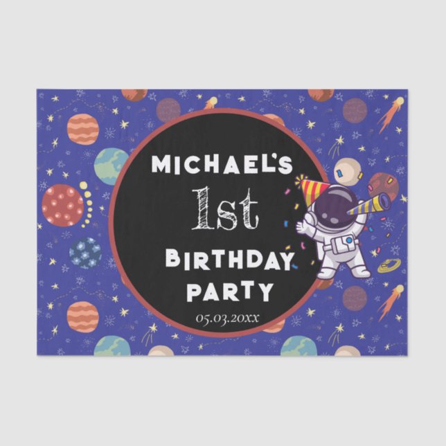 Papel De Seda Bebês Crianças Astronauta Qualquer Festa de aniver (Frente )