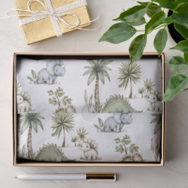 Papel De Seda Bebês Dinossauros em Aquarela Fofos