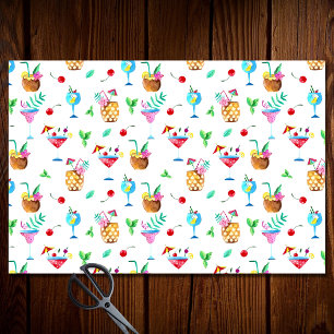 Papel De Seda Bebidas de Coquetel Padrão Aquarela Festa de Verão
