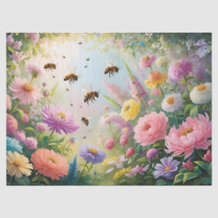 Papel De Seda Bee Floral vintage decoupage laranja