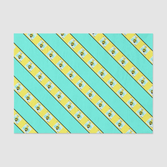Papel De Seda "Bee Happy" Blue Banded (Frente )