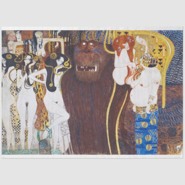 Papel De Seda Beethoven Frieze (detalhe), Gustav Klimt (Frente )