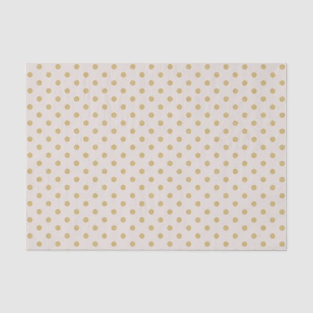 Papel De Seda Bege com bolinhas Dourados (Frente )