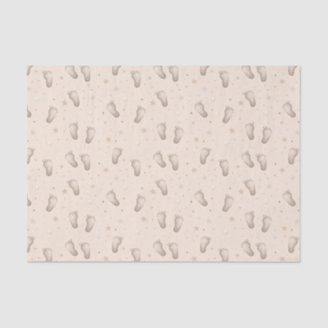 Papel De Seda Beige Chá de Decoupage de Pés-Bebês (Frente )