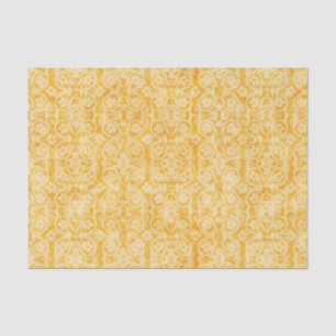 Papel De Seda Beige Dourado Geométrico Floral