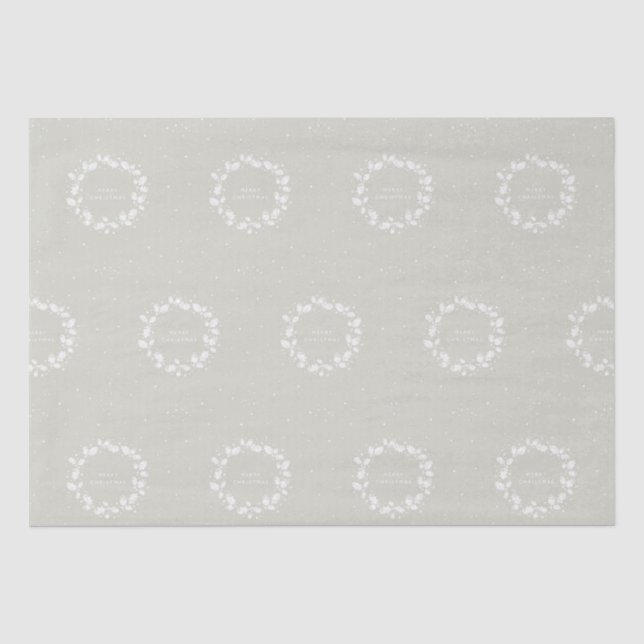 Papel De Seda Beige + White Felry Natal Holly Wreath (Frente )