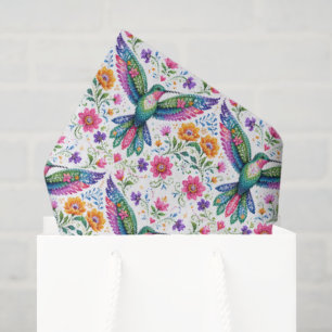 Papel De Seda Beija-flor colorido de arte Flok